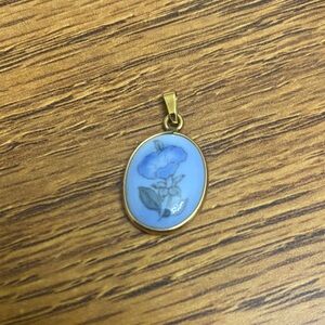 Vintage Bing & Grøndahl Porcelain Blue Pendant